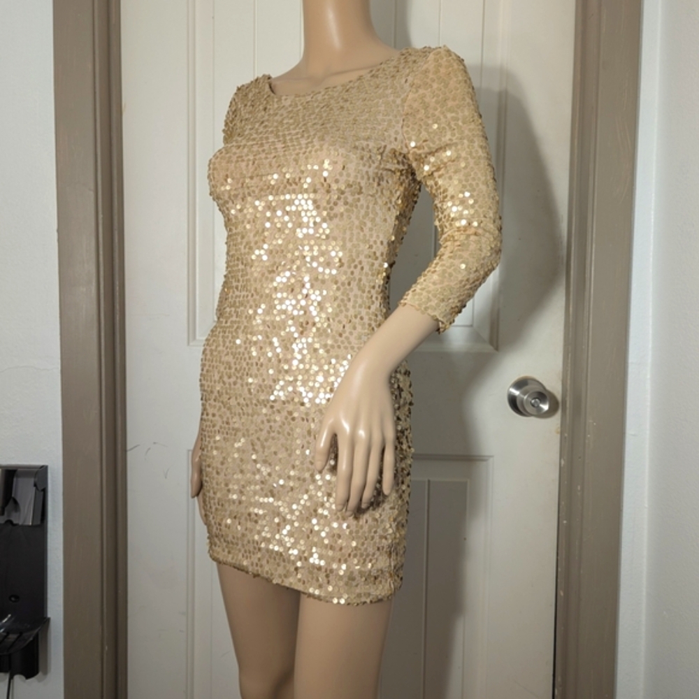 Elegant Sequin Gold Dress